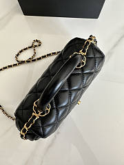 Chanel Flap Bag With Top Handle Black Gold 23.5x13.5x5.5cm - 3