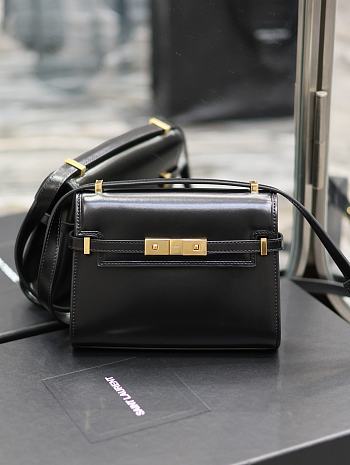 YSL Manhattan Leather Shoulder Bag Black 19x14x4cm