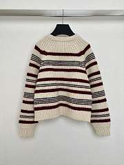 Celine Crew Neck Sweater Striped Ribbed Wool - 4