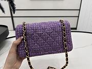 Chanel Small Flap Bag Purple Tweed 20cm - 3