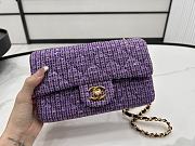 Chanel Small Flap Bag Purple Tweed 20cm - 2