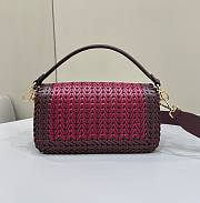 Fendi Baguette Burgundy Braided Leather Bag 27x15x6cm - 5