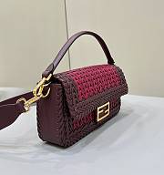 Fendi Baguette Burgundy Braided Leather Bag 27x15x6cm - 4