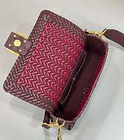 Fendi Baguette Burgundy Braided Leather Bag 27x15x6cm - 3