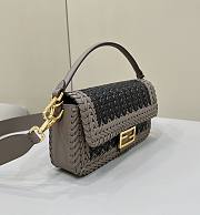 Fendi Baguette Black Gray Interlaced Leather Bag 27x15x6cm - 2