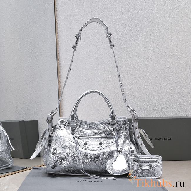 Balenciaga Neo Cagole Handbag Silver 32x21x13cm - 1