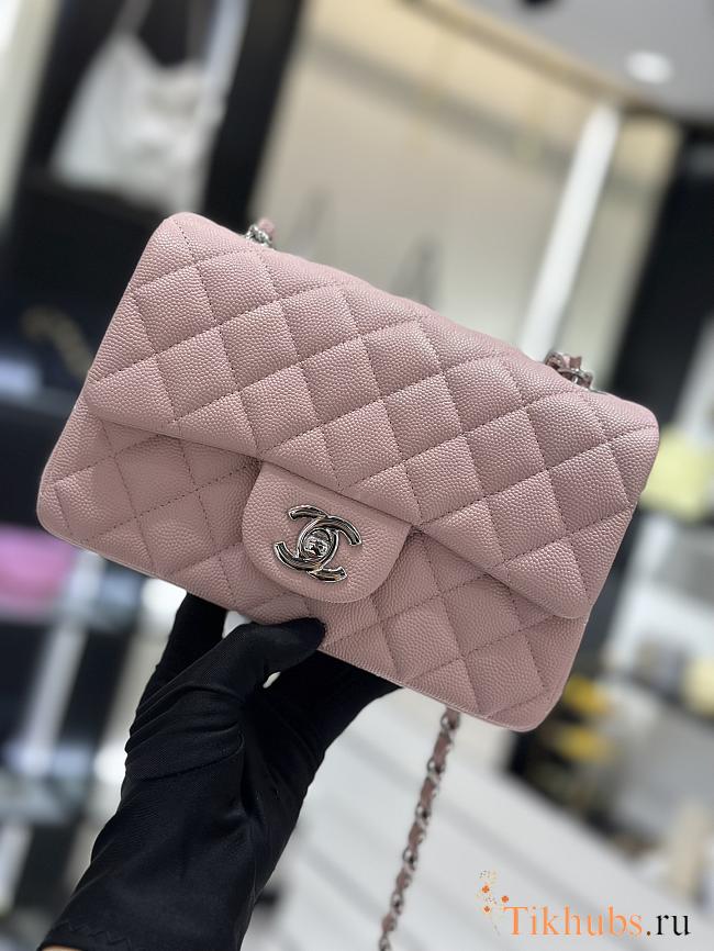 Chanel Flap Bag Caviar Light Pink Silver 20cm - 1