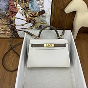 Hermes Kelly Epsom White Grey Gold Hardware 19cm - 1