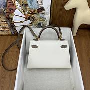 Hermes Kelly Epsom White Grey Gold Hardware 19cm - 5