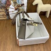 Hermes Kelly Epsom White Grey Gold Hardware 19cm - 4