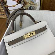 Hermes Kelly Epsom White Grey Gold Hardware 19cm - 3