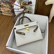 Hermes Kelly Epsom White Grey Gold Hardware 19cm - 2