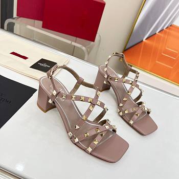 Valentino Rockstud Calfskin Sandal Straps Rose 60mm