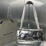 Balenciaga Monaco Small Chain Bag Silver Metallized Arena 27.9x18x9.9cm - 1