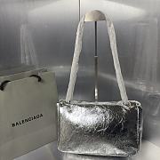 Balenciaga Monaco Small Chain Bag Silver Metallized Arena 27.9x18x9.9cm - 5