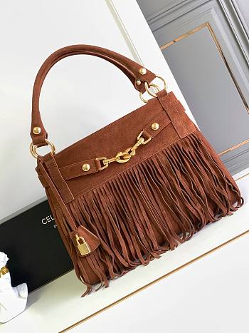 Celine Medium Annabel Bag Fringes Suede Calfskin Brown 36.5x28.5x10cm