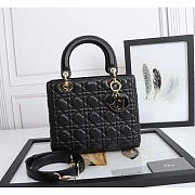 Dior Medium Lady Bag Black Cannage Lambskin 24x20x11cm - 1