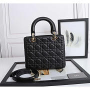 Dior Medium Lady Bag Black Cannage Lambskin 24x20x11cm - 4