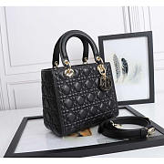 Dior Medium Lady Bag Black Cannage Lambskin 24x20x11cm - 2