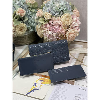 Dior Lambskin Chain Clutch Navy Blue 21.5 x 11.5 x 3cm