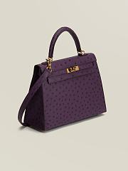 Hermes Kelly 25 Purple Ostrich Gold 25x17x7cm - 3