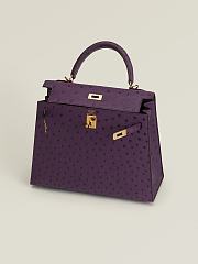 Hermes Kelly 25 Purple Ostrich Gold 25x17x7cm - 4