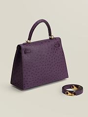 Hermes Kelly 25 Purple Ostrich Gold 25x17x7cm - 5