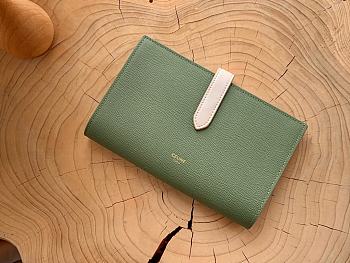 Celine Strap Wallet Bicolour Green Calfskin 19x12.5cm