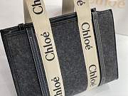 Chloe Medium Woody Tote Bag Recycled FeltShiny Calfskin Gray 37x26x12cm - 5