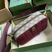 Gucci Mini GG Canvas Small Shoulder Bag 'Burgundy' 23.9x15.2x6.9cm - 3