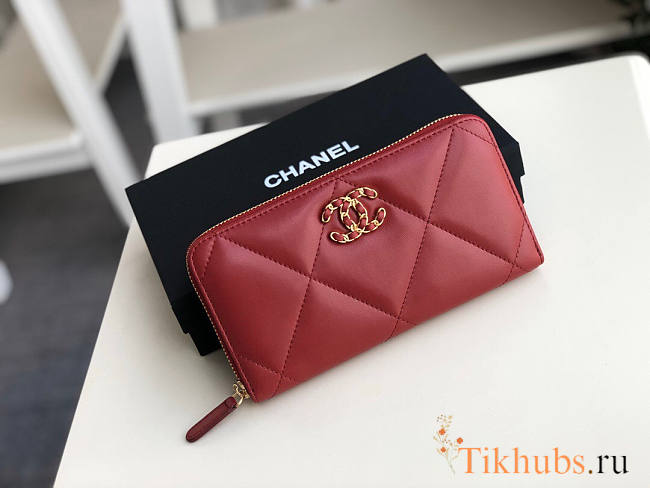 Chanel 19 Zippy Wallet Red 19cm - 1