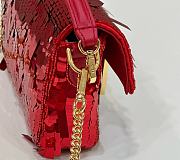 Fendi Baguette Mini Fuchsia Sequin Leather Red Bag 19x11x5cm - 5