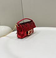 Fendi Baguette Mini Fuchsia Sequin Leather Red Bag 19x11x5cm - 3