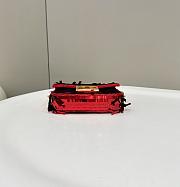 Fendi Baguette Mini Fuchsia Sequin Leather Red Bag 19x11x5cm - 2