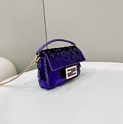 Fendi Baguette Mini Fuchsia Sequin Leather Purple Bag 19x11x5cm - 4