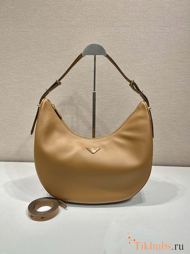 Prada Arqué Large Leather Shoulder Bag Caramel 35x22.5x8cm - 1