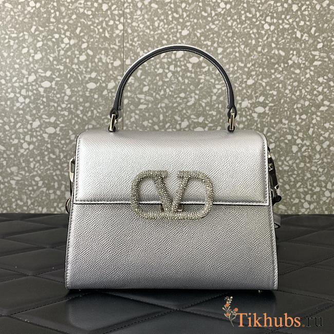 Valentino Small Vsling Silver Handbag 22x17x9cm - 1