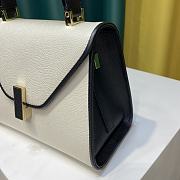 Valextra Iside Top Handle Mini Bag White Black 22x16x12cm - 4