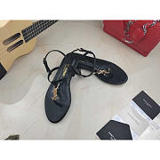 YSL Cassandra Satin Sandals Flat Black - 5