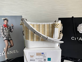 Chanel Gabrielle Rattan White 20x15x8cm