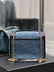 YSL Niki Checked Tweed Blue 22x16.5x12cm - 3