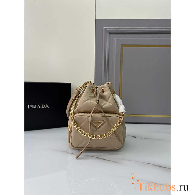 Prada Re-Edition 1995 Chaine Re-Nylon Shoulder Bag Beige 22.5x17.5x12cm - 1