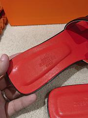 Hermes Oran Black Red Slipper - 5