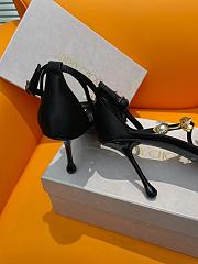 Jimmy Choo Zea Black Satin Sandals Metal Flowers 10cm - 6