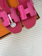 Hermes Oran Patent Pink Slipper - 5