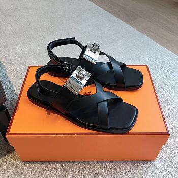 Hermes Ines Sandal Black