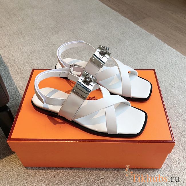 Hermes Ines Sandal White - 1