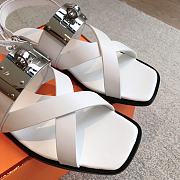 Hermes Ines Sandal White - 3