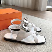 Hermes Ines Sandal White - 2