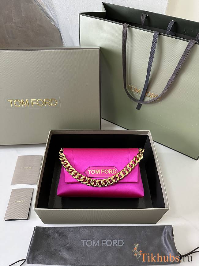 Tom Ford Mini Evening Vibrant Pink Satin Top Handle Bag 20x12x7cm - 1